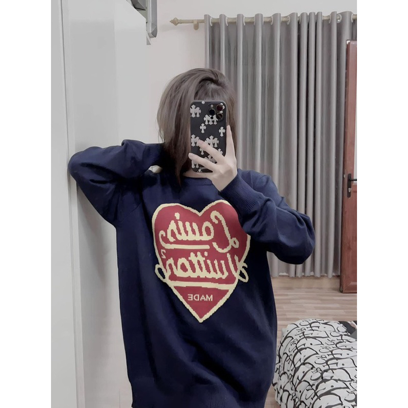 Áo nỉ sweater LV Trơn, Tay Lỡ Logo In Chìm Chất nỉ Cotton Dày Dặn cá tính siêu hot 2023 đẳng cấp trẻ.