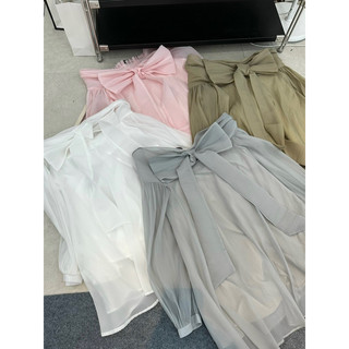[Nami DRESS] Váy babydoll trễ vai kèm nơ form xoè rộng bazizcloset