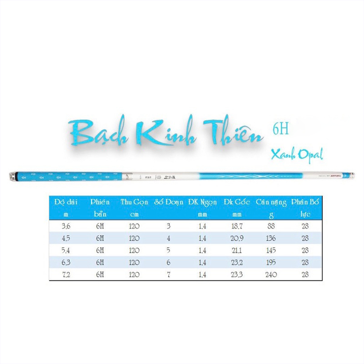 Cần Câu 6H Màu Xanh Chính Hãng Bạch Kinh Thiên Câu Đơn Đài Tặng Ngọn Phụ CD-07