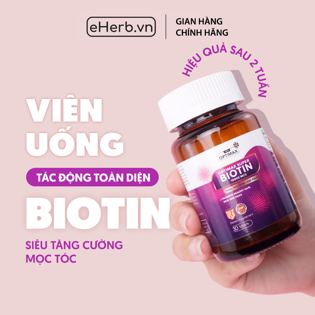 Viên uống Biotin mọc tóc 10000mcg MILAGANICS tăng cường mọc tóc xuất xứ hoa kỳ OPTIMAX 30 viên (Hộp)