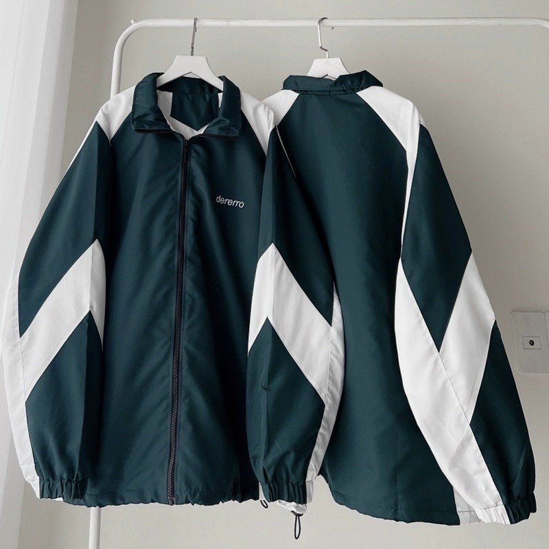 Áo Khoác Dù Dererro Logo Thêu Màu Kem Vải Gió Unisex Form Rộng Nam Nữ