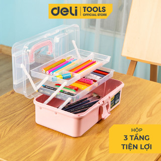 Hộp Đựng Dụng Cụ 3 Tầng Deli Kích Thước 13inch, Thiết Kế Nhỏ Gọn, Thuận Tiện Mang Đi, Thiết Bị Sắp Xếp Vật Dụng Nhà Cửa