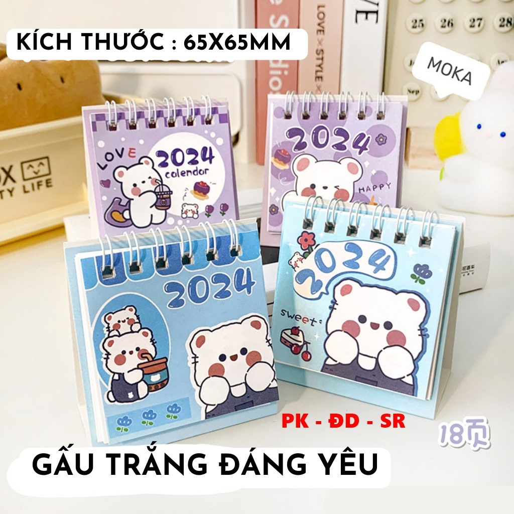 Lịch Để Bàn 2024 Hình Dễ Thương Trang Trí Bàn Làm Việc - Siêu Rẻ