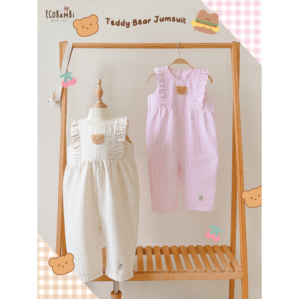 Jumpsuit linen bé gái Ecobambi