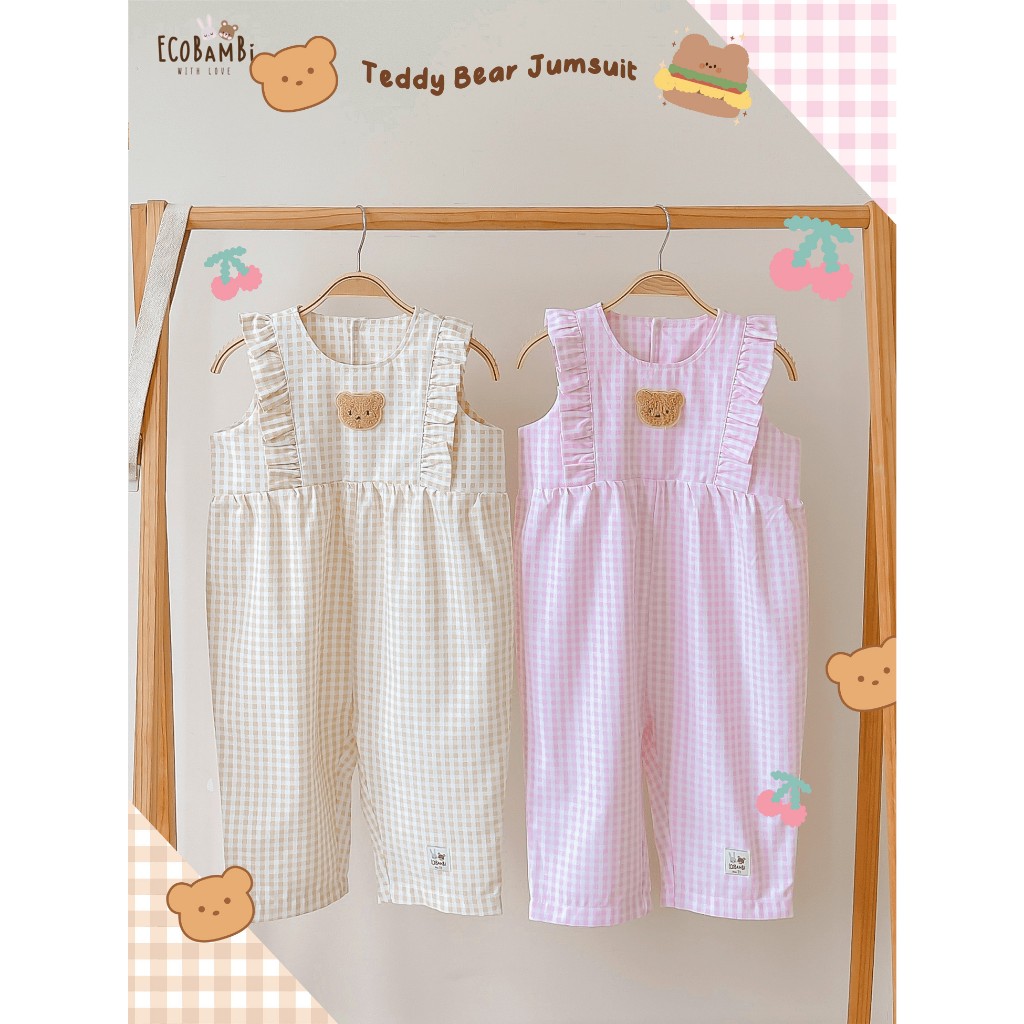 Jumpsuit linen bé gái Ecobambi
