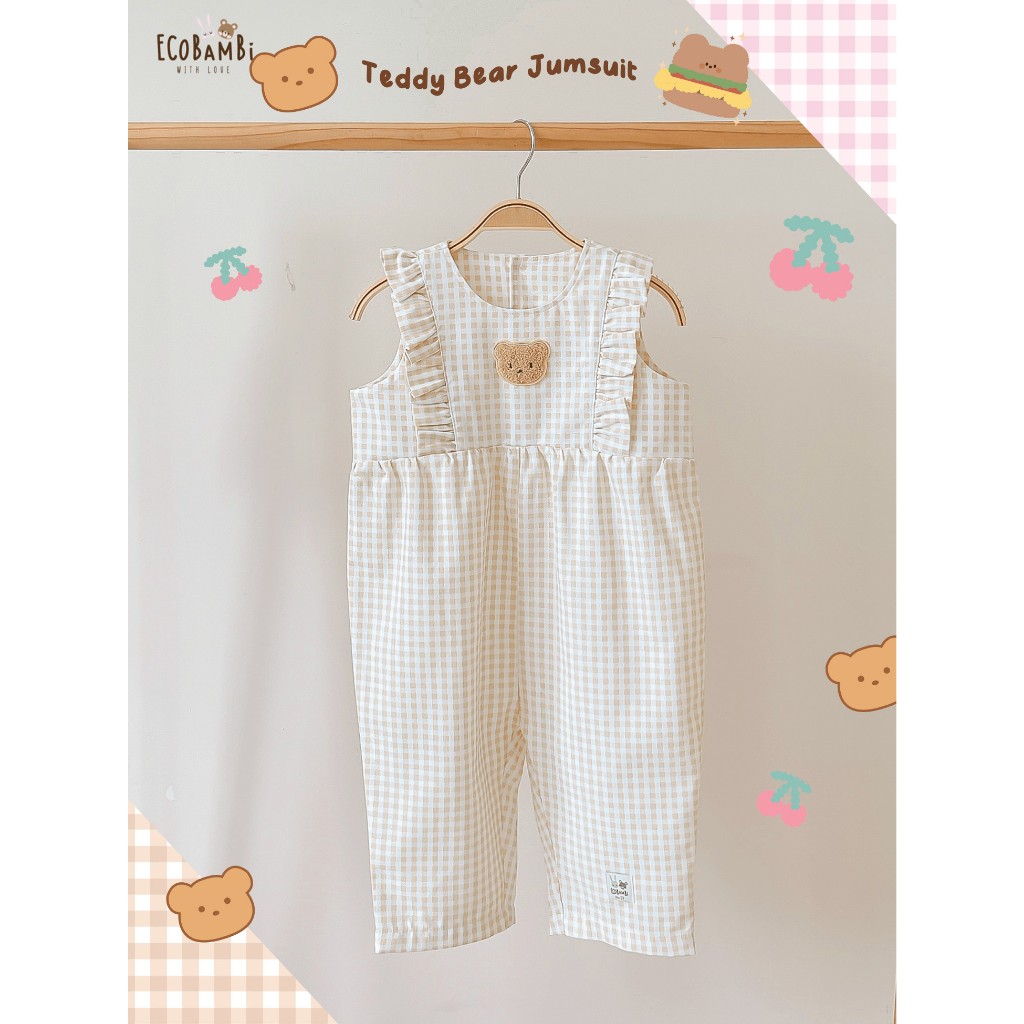 Jumpsuit linen bé gái Ecobambi