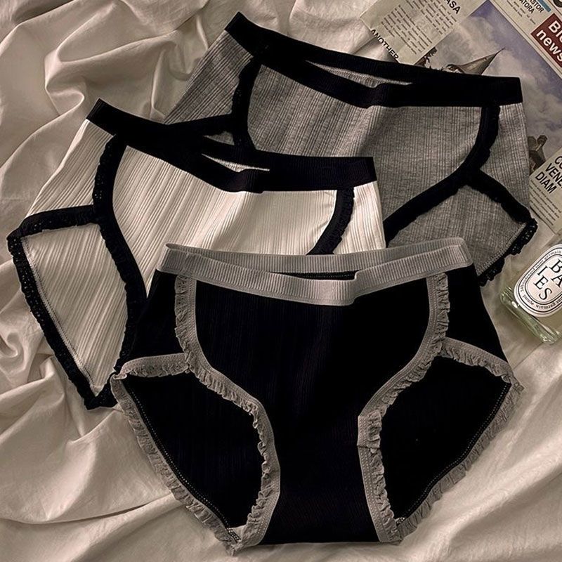 Quần Lót Nữ Cotton Đáy May Kháng Khuẩn, Quần Lót Cotton Viền Ren Cạp Vừa ZANABRA L3288