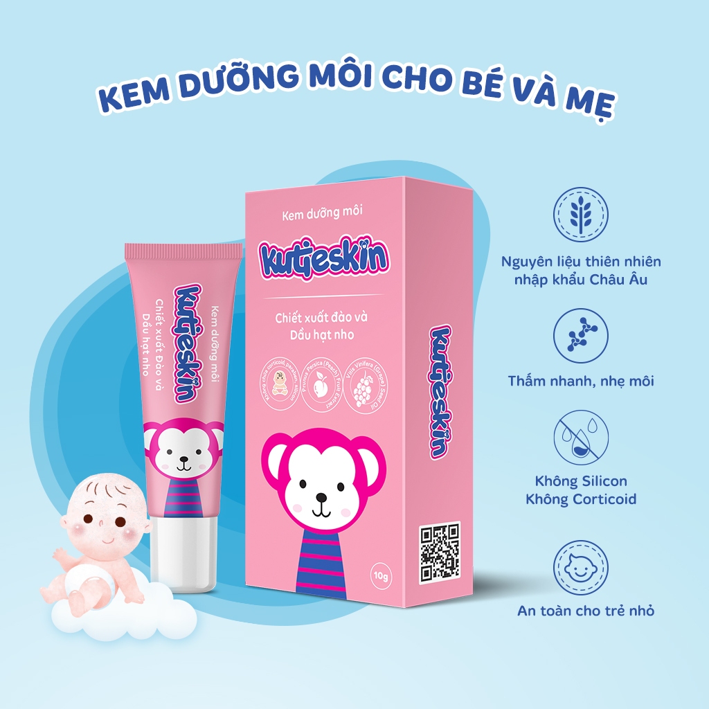 Kem dưỡng môi Kutieskin 10gr cho cả bé và mẹ, phòng ngừa khô môi nứt nẻ