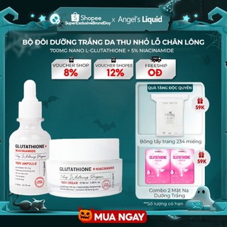Bộ Sản Phẩm Serum, Kem Dưỡng Trắng Se Khít Lỗ Chân Lông Angel's Liquid Glutathione Plus Niacinamide Serum & Cream