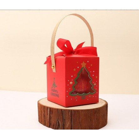 Hộp quà Giáng Sinh Buộc Nơ 10*8.5*8.5cm