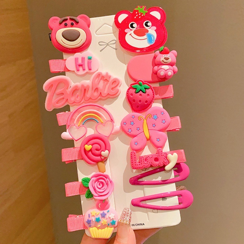 Set 14 kẹp tóc hình gấu dâu tây Losto iLita cặp tóc mái gấu dâu cho bé phong cách Hàn Quốc dễ thương xinh đẹp hottrend