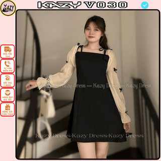 Váy nữ đính nơ tay bồng phong cách tiểu thư KAZY DRESS V030