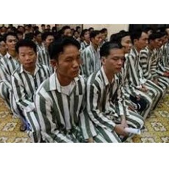Bộ tù trưởng kẻ sọc dáng dài nam nữ set bộ quần áo phạm nhân pizama siêu hot b980