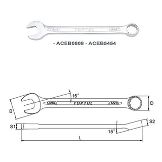 "cờ lê vòng miệng toptul hệ inch 9/16 model: aceb1818