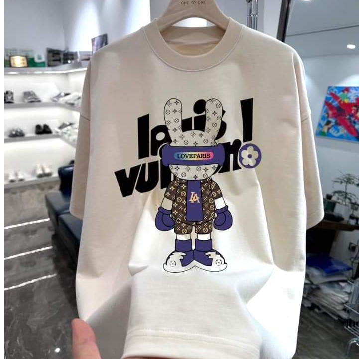Áo Thun LV Thỏ Form Rộng Tay Lỡ Vải , Áo Phông Local Brand Unisex Nam Nữ Cotton 100% Thoáng Mát