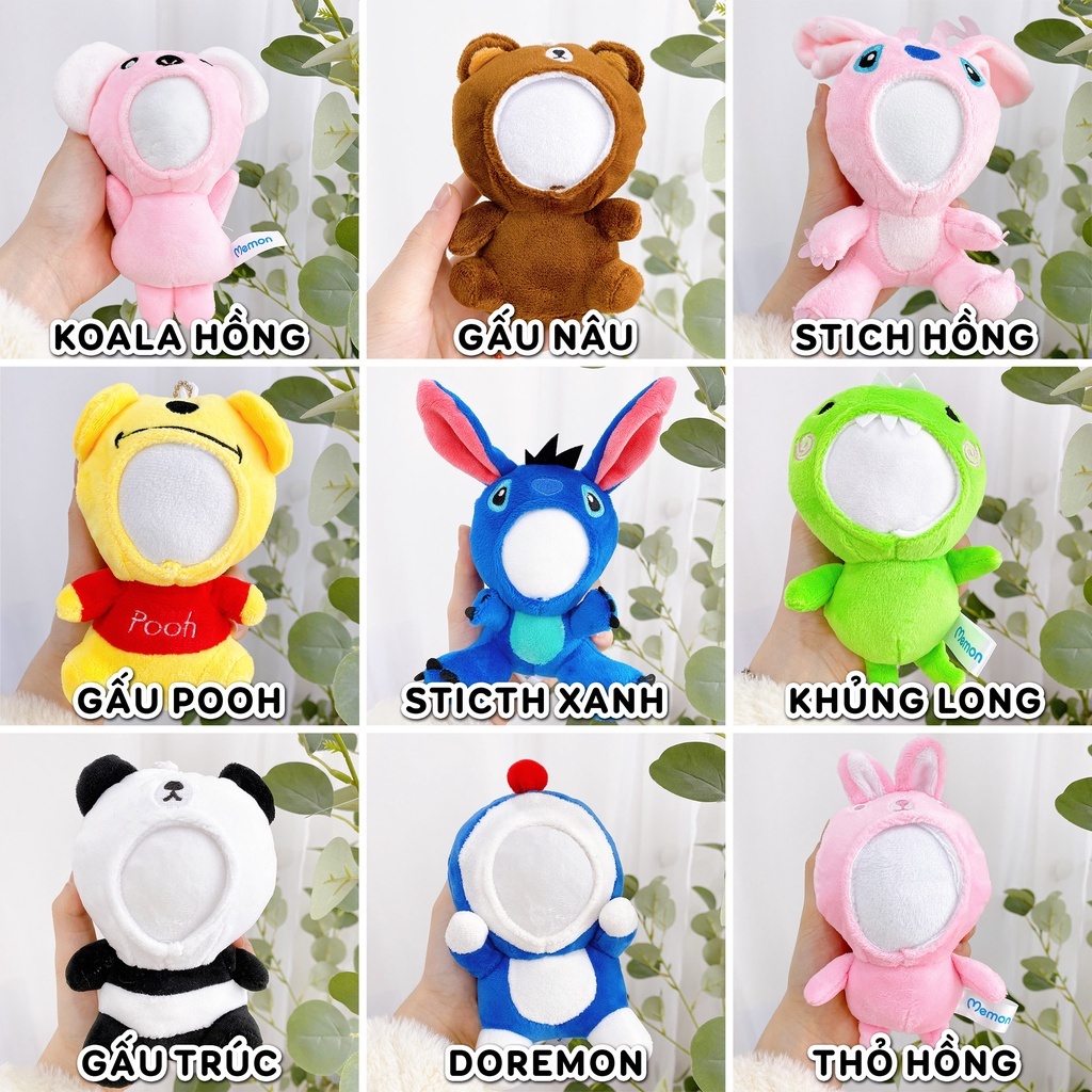 Gấu bông in ảnh cao cấp, Móc khóa gấu bông ghép mặt quà tặng cặp đôi, bạn thân Bemori