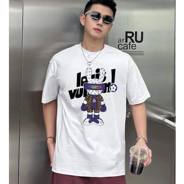 Áo Thun LV Thỏ Form Rộng Tay Lỡ Vải , Áo Phông Local Brand Unisex Nam Nữ Cotton 100% Thoáng Mát