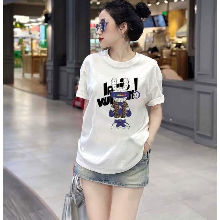 Áo Thun LV Thỏ Form Rộng Tay Lỡ Vải , Áo Phông Local Brand Unisex Nam Nữ Cotton 100% Thoáng Mát