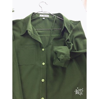 Áo Sơ Mi Cặp FIG TREE Xanh Olive Lạ Mắt