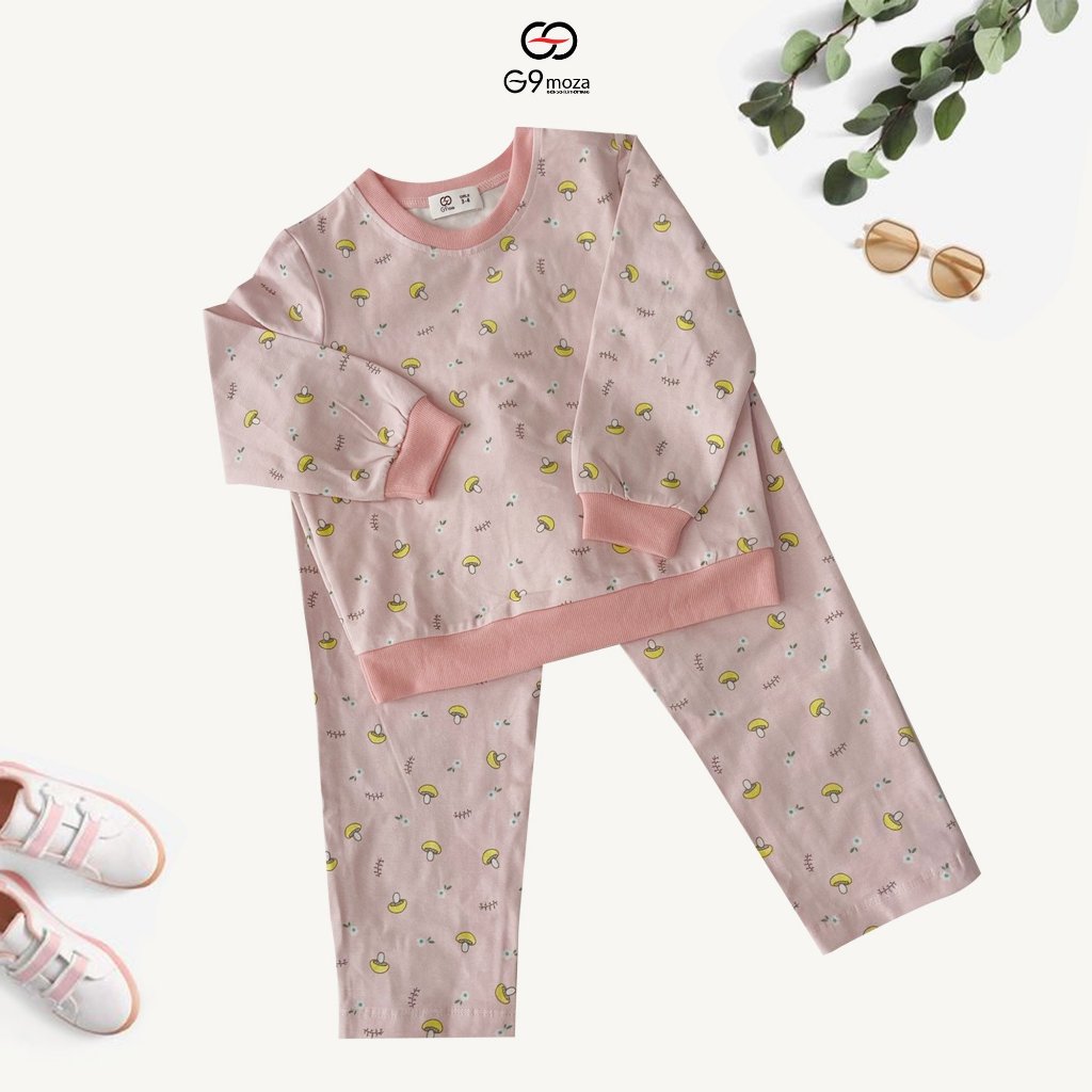Bộ thu đông bé gái 0668 G9moza chất cotong thô in họa tiết cute