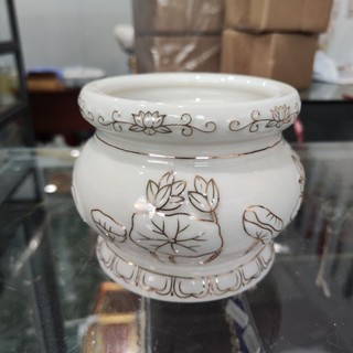 Lư hương bạch ngọc sen trắng cao cấp