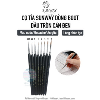 Cọ Sunway cọ tỉa dòng Boot lông chồn đầu tròn cán đen