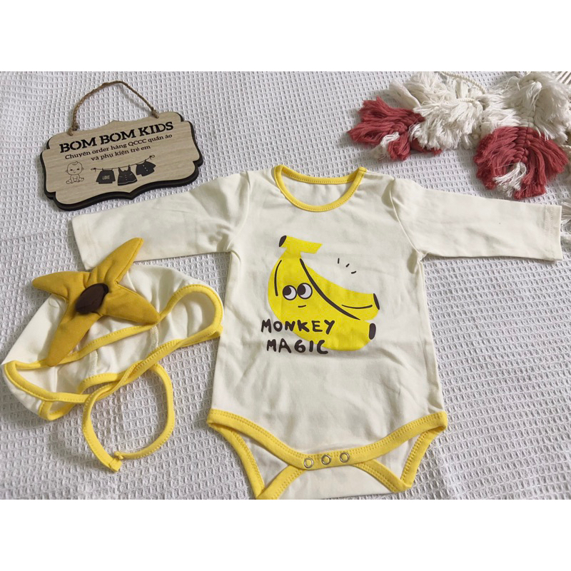 SẴN SIZE 80] Set suit mũ hình trái chuối phong cách Hàn quốc hàng QCCC