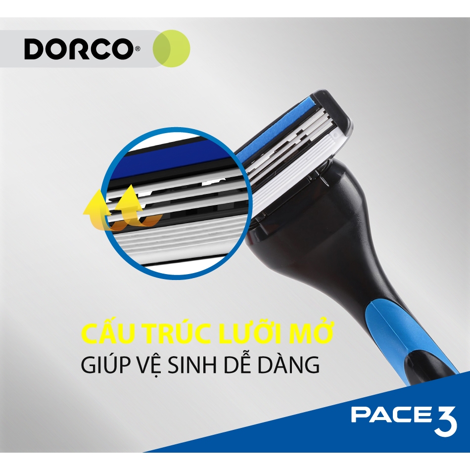 Combo Hộp Dao Cạo Râu 3 Lưỡi Và Hộp 4 Đầu Thay Thế Dorco Pace 3