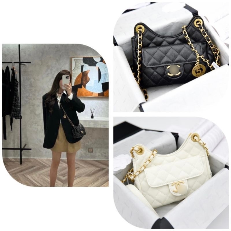 Túi xách nữ, túi ô trám C.N kẹp nách da bóng size 19-22 full box - Zeni.Store