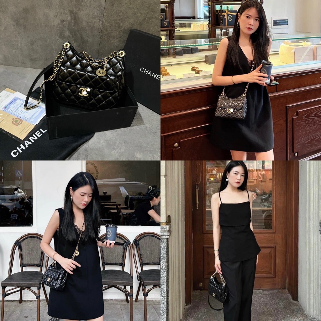Túi xách nữ, túi ô trám C.N kẹp nách da bóng size 19-22 full box - Zeni.Store