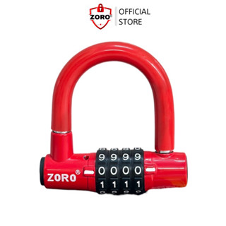 Ổ khóa mật mã 4 số ZORO dạng chữ U màu đỏ thay đổi mật mã theo ý muốn,chống trộm hiệu quả