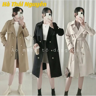 Áo Măng Tô Dáng Dài Chất Kaki 2 Lớp