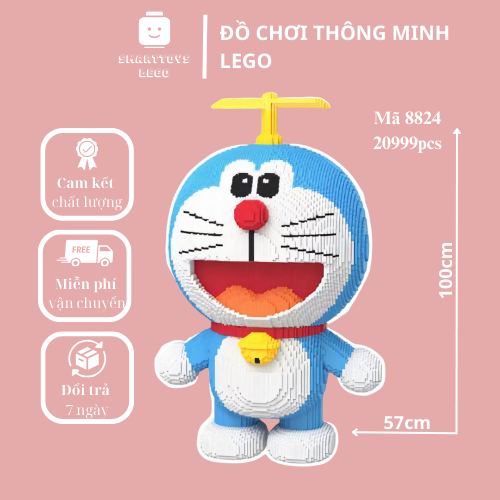 Mô Hình Lego Doraemon 1M Đáng Yêu, Đồ Chơi Xếp Hình Doremon Chong Chóng Tre Khổng Lồ Lắp Ghép Đơn Giản, Hộp Kèm HDSD