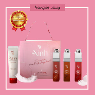 Son xinh mỹ phẩm đông anh chính hãng - set 3 cây tặng tẩy tế bào chết môi