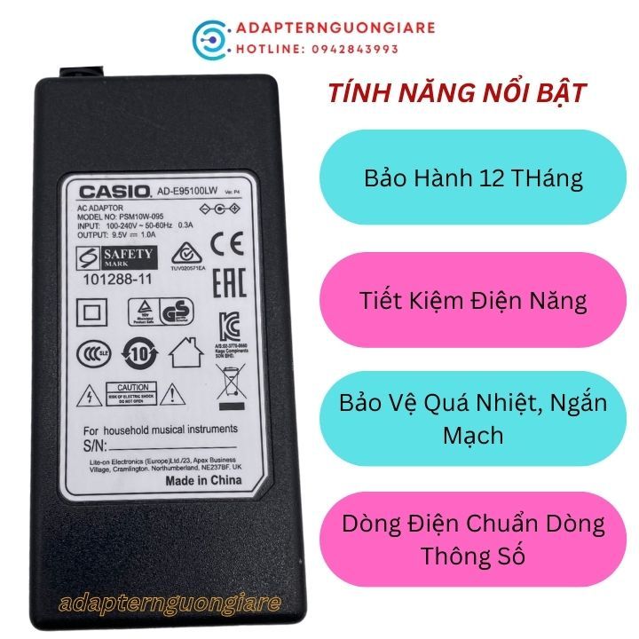 Adapter nguồn 9.5v cho đàn Casio CTK-2090 CTK-2200 CTK-2300 CTK-2400