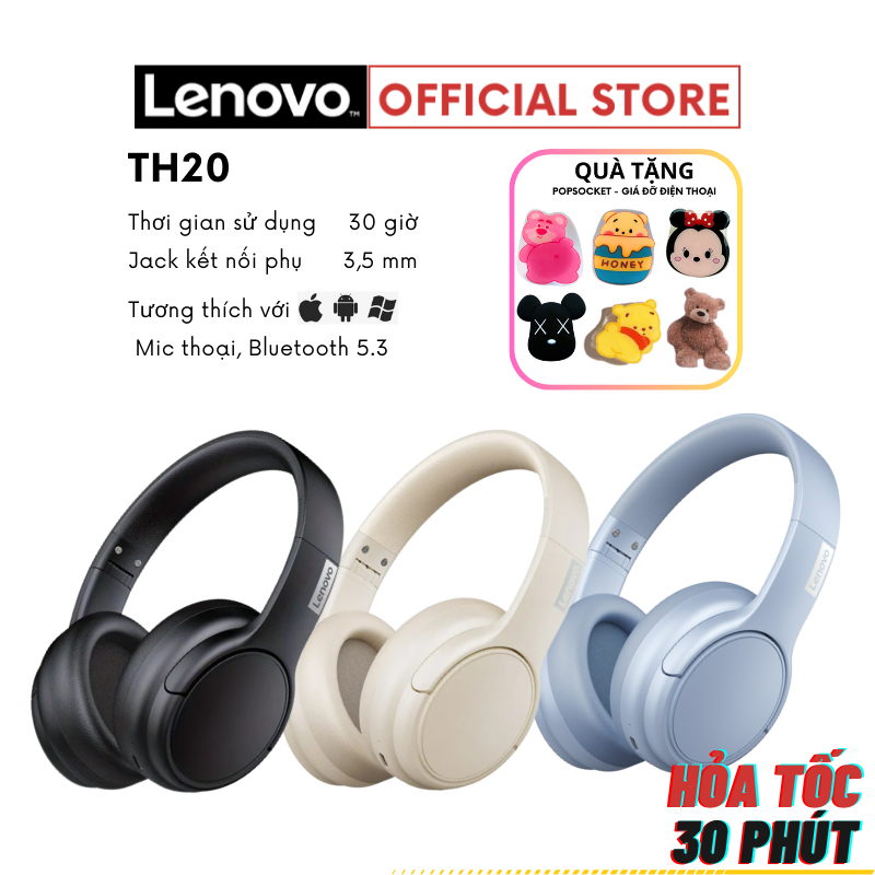 Tai nghe Bluetooth 5.3 Lenovo TH20 âm thanh HD sống động - Phù hợp chơi game