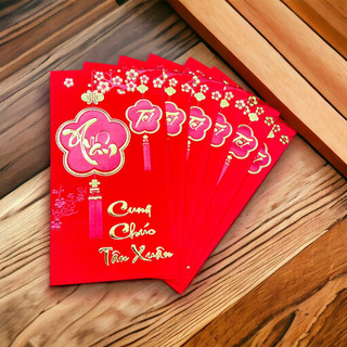 Sỉ 10 xấp bao lì xì đỏ cao cấp in nổi nhũ kim , bao lì xì lớn