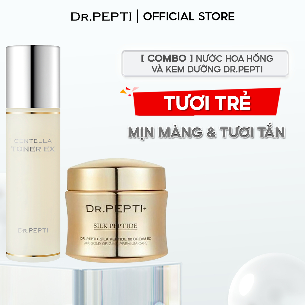 Nước Hoa Hồng Dr.Pepti Centella Toner Ex Và Kem Dưỡng Silk Peptide 88 Cream Ex