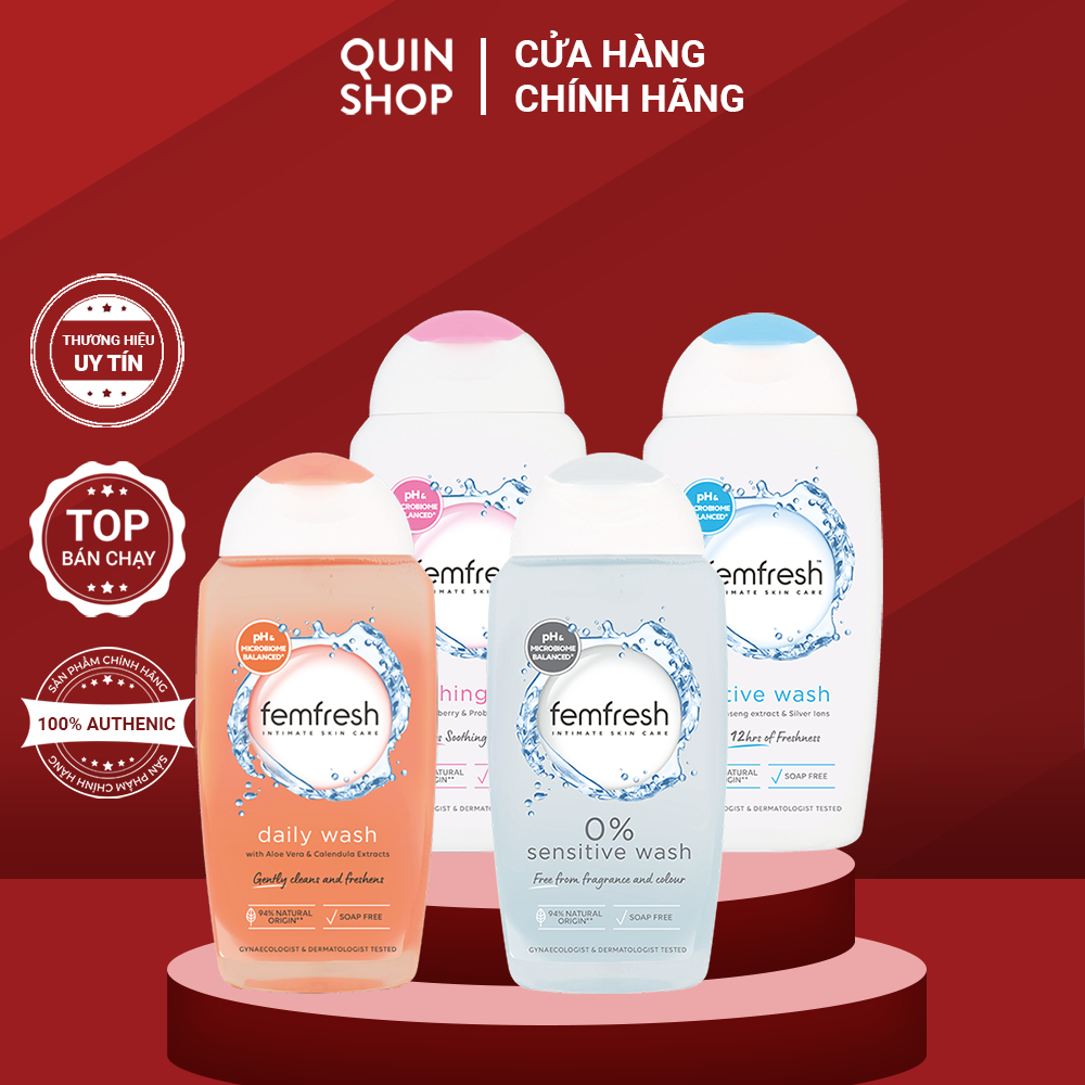 Dung Dịch Vệ Sinh Phụ Nữ Femfresh Sensitive, Soothing, Daily Intimate, Active Fresh, Pure & Fresh Wash