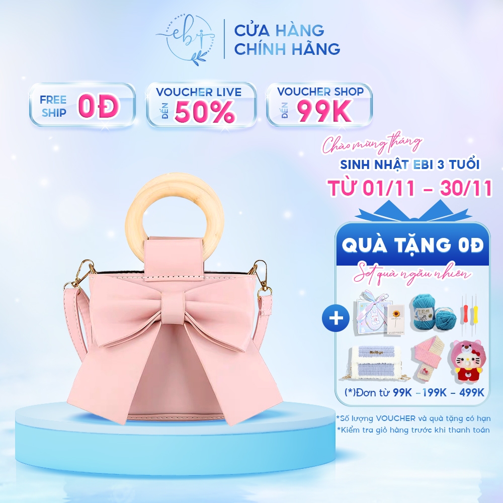 Túi Xách Handmade, Túi Nơ Da PU Quai Xách Tròn ❤️ Quà Tặng Sinh Nhật Bạn Gái Vô Cùng Ý Nghĩa