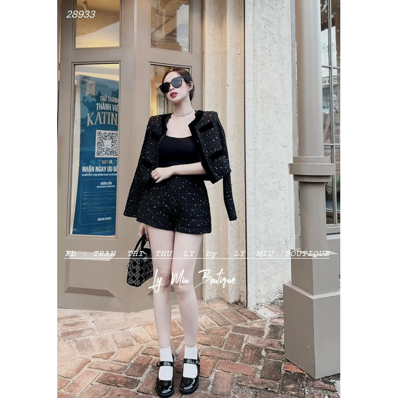 SET 3 MÓN DẠ : KHOÁC DẠ ĐEN + CROP 2S + SHORT 🖤