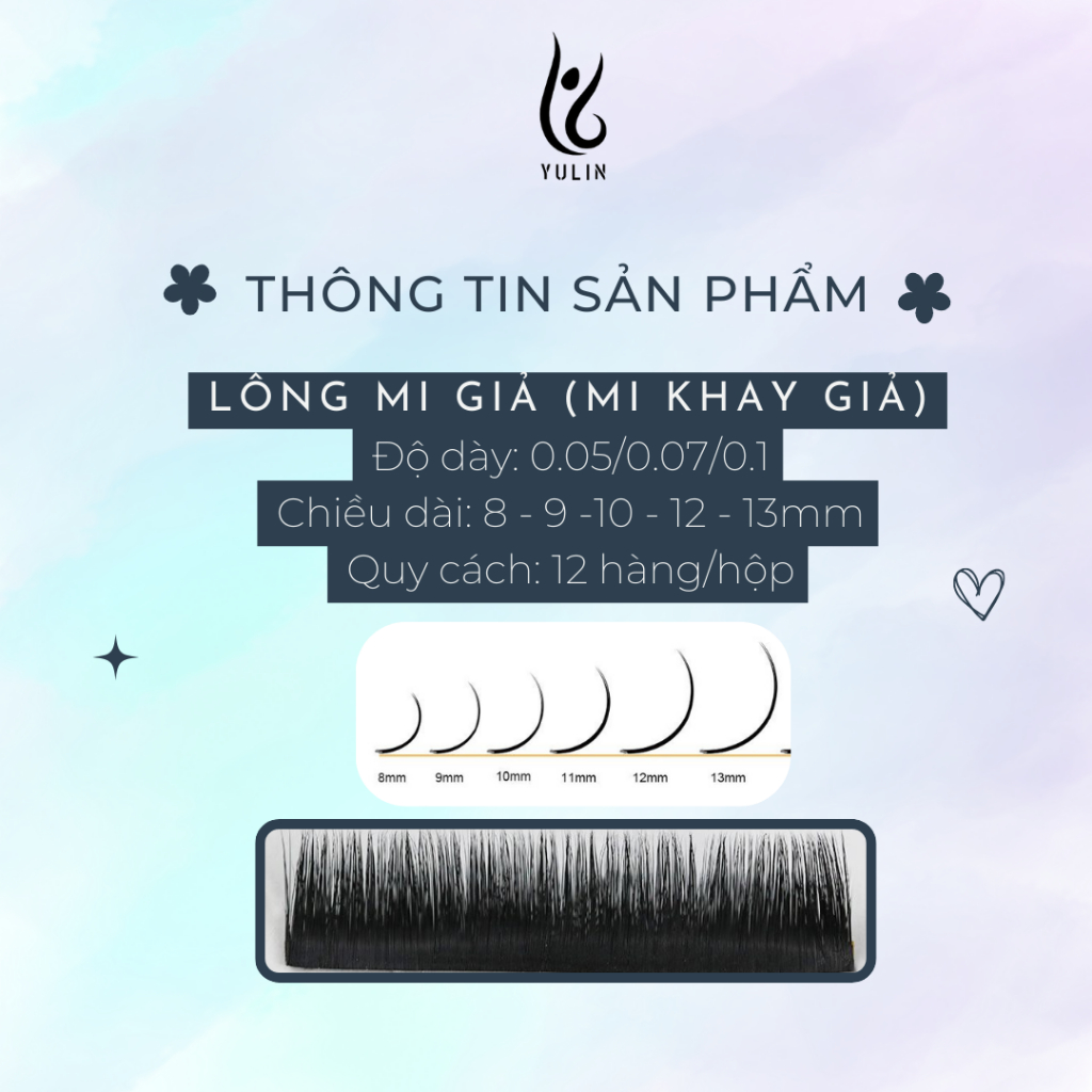 Mi khay độ cong C/CC dày 0.05 - 0.07- 0.10 YULIN, mi khay siêu mềm mại ôm form mắt