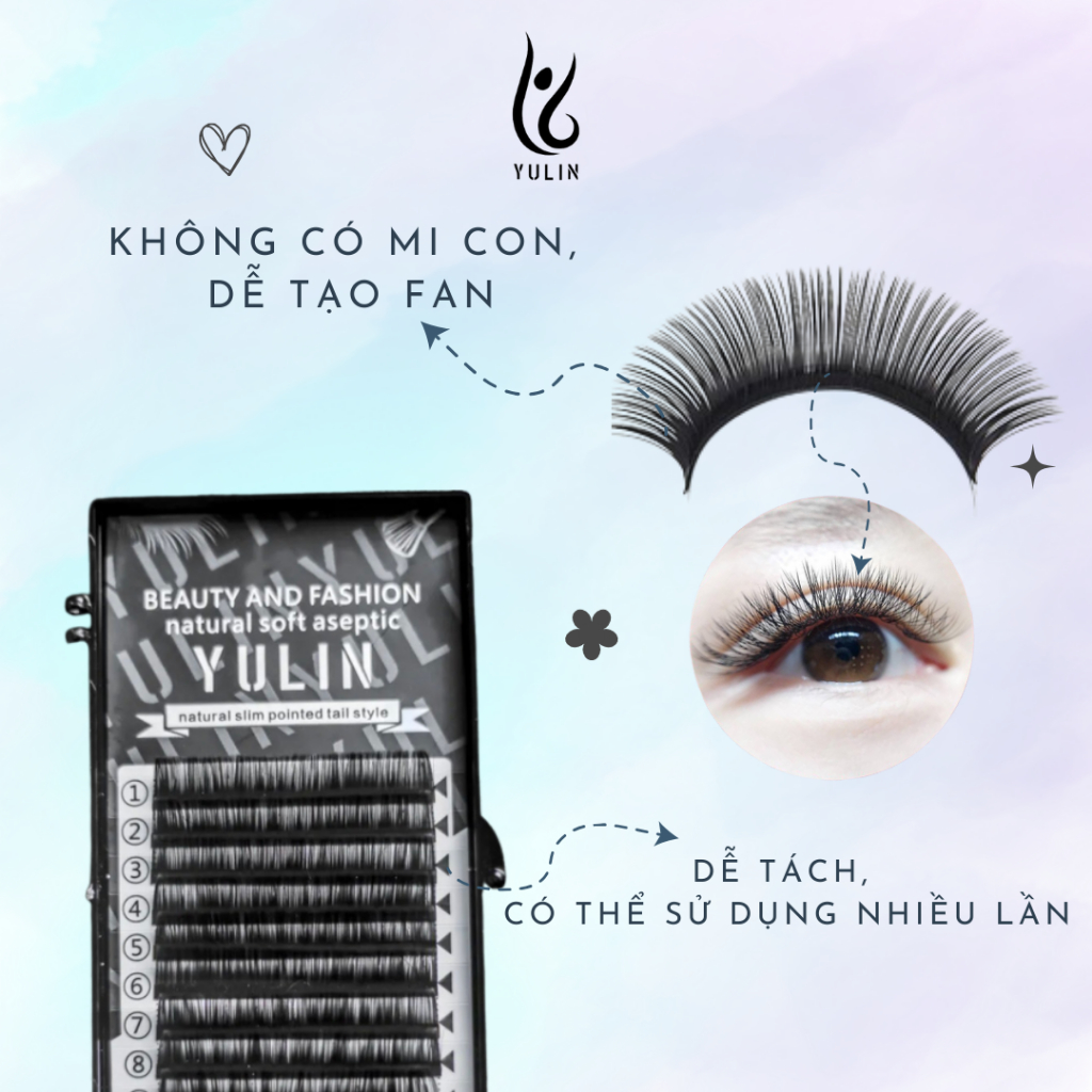 Mi khay độ cong C/CC dày 0.05 - 0.07- 0.10 YULIN, mi khay siêu mềm mại ôm form mắt