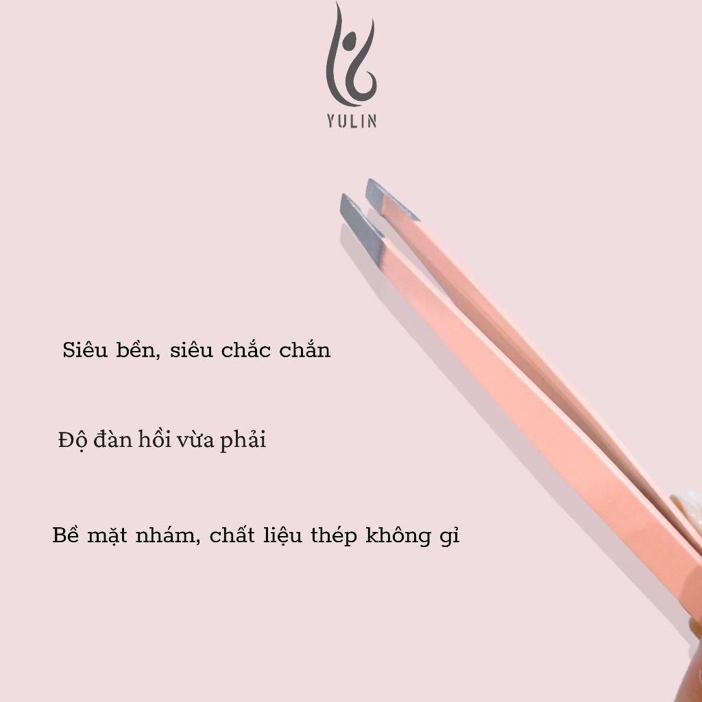 Nhíp đa năng YULIN, nhíp gắp mi bằng Inox màu hồng không gỉ siêu bền