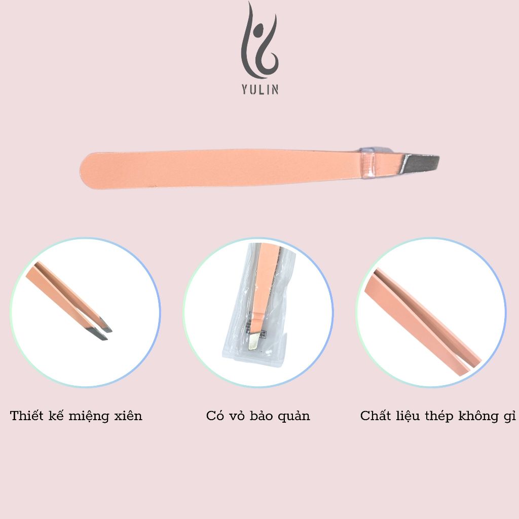 Nhíp đa năng YULIN, nhíp gắp mi bằng Inox màu hồng không gỉ siêu bền