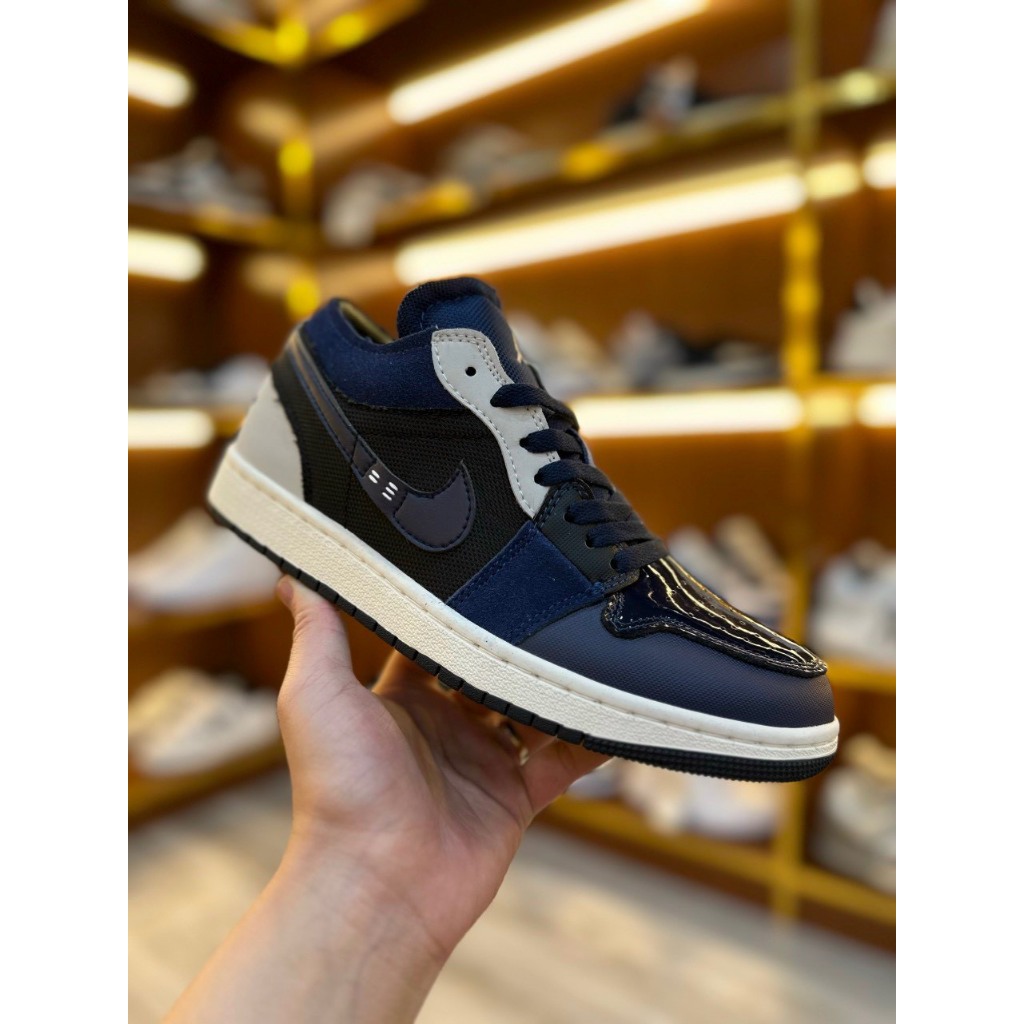 Giầy thể thao sneaker cổ ngắn black laser blue low xanh đen ôm chân