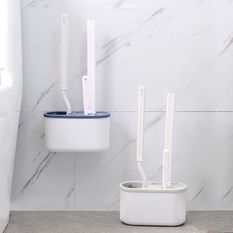 Bàn chải vệ sinh bồn cầu nhà vệ sinh 3 trong 1. Set 3 bàn chải Silicone dùng vệ sinh nhà tắm. Cọ bồn cầu gắn tường