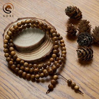 Tràng vòng tay gỗ trầm hương tốc cao cấp chính hãng GOXI, dây tràng trầm tốc 108 hạt mang may mắn