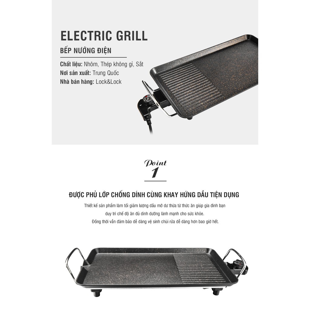 Bếp nướng điện Lock&Lock electric grill - màu đen EJG212BLK - BABYHOPSG