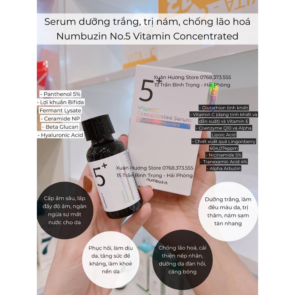 Tinh chất dưỡng trắng chống lão hoá Numbuzin No.5 Vitamin Concentrated Serum